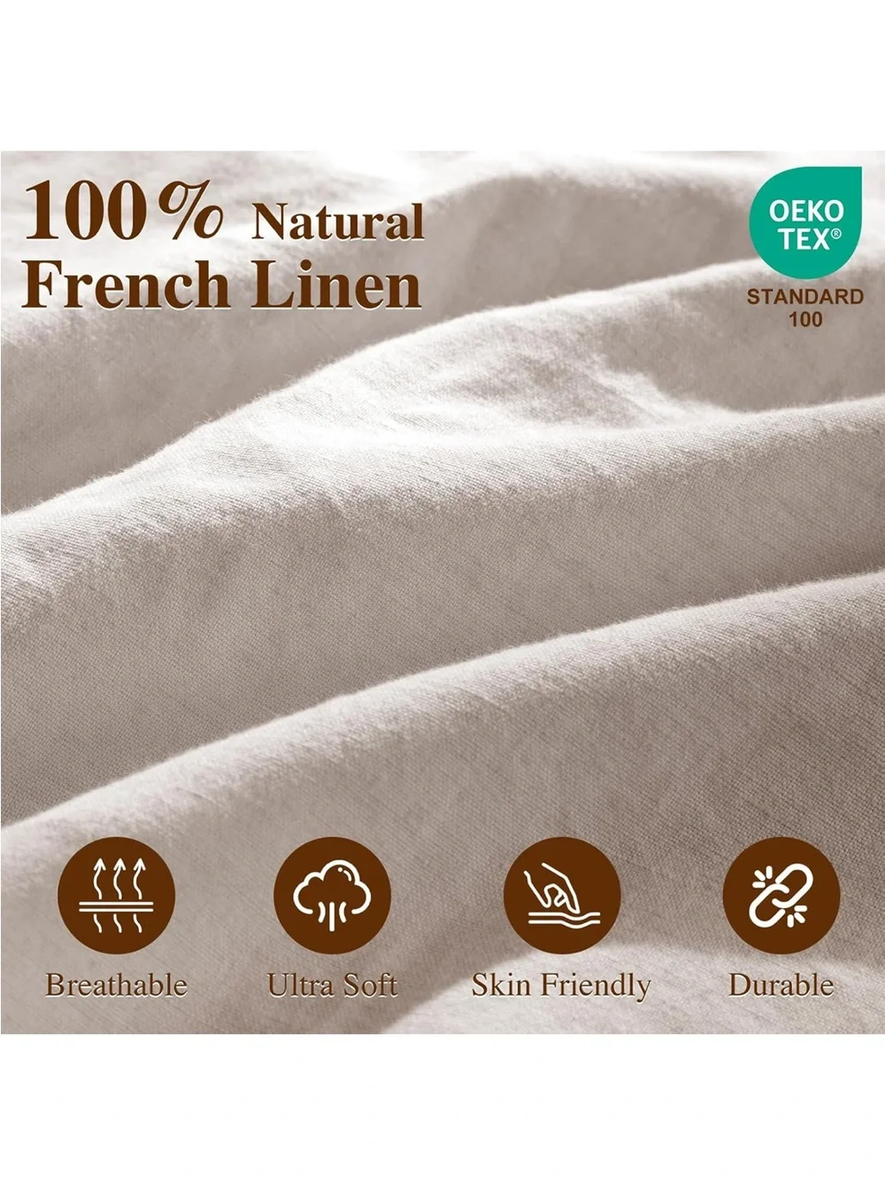 NEW 100% French Linen King Fitted (Bottom) Sheet. 16” Deep Premium Flax Linen